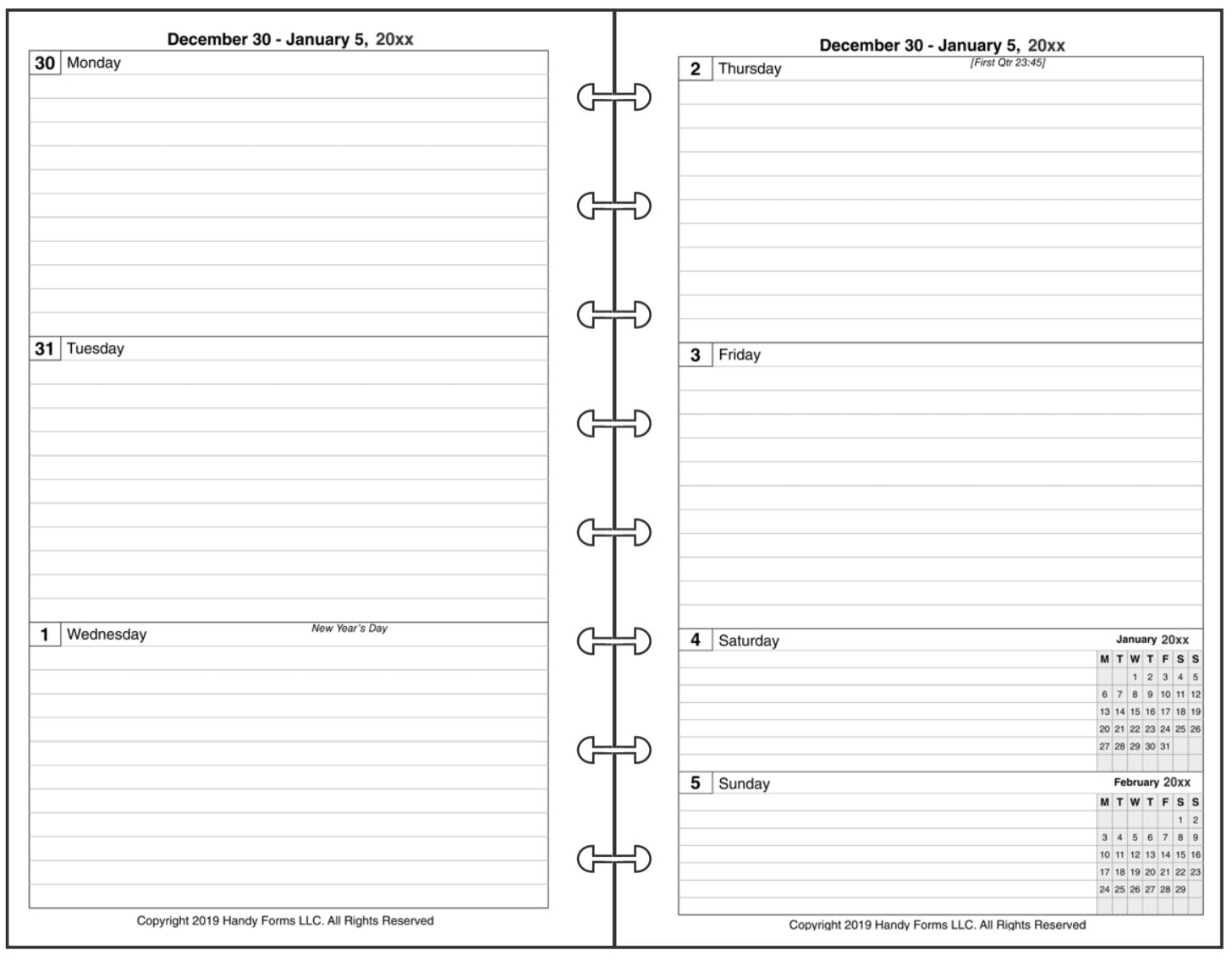 Junior Weekly and Monthly Planner, 2 Pages Per Week, 2 Pages Per Month, Style B