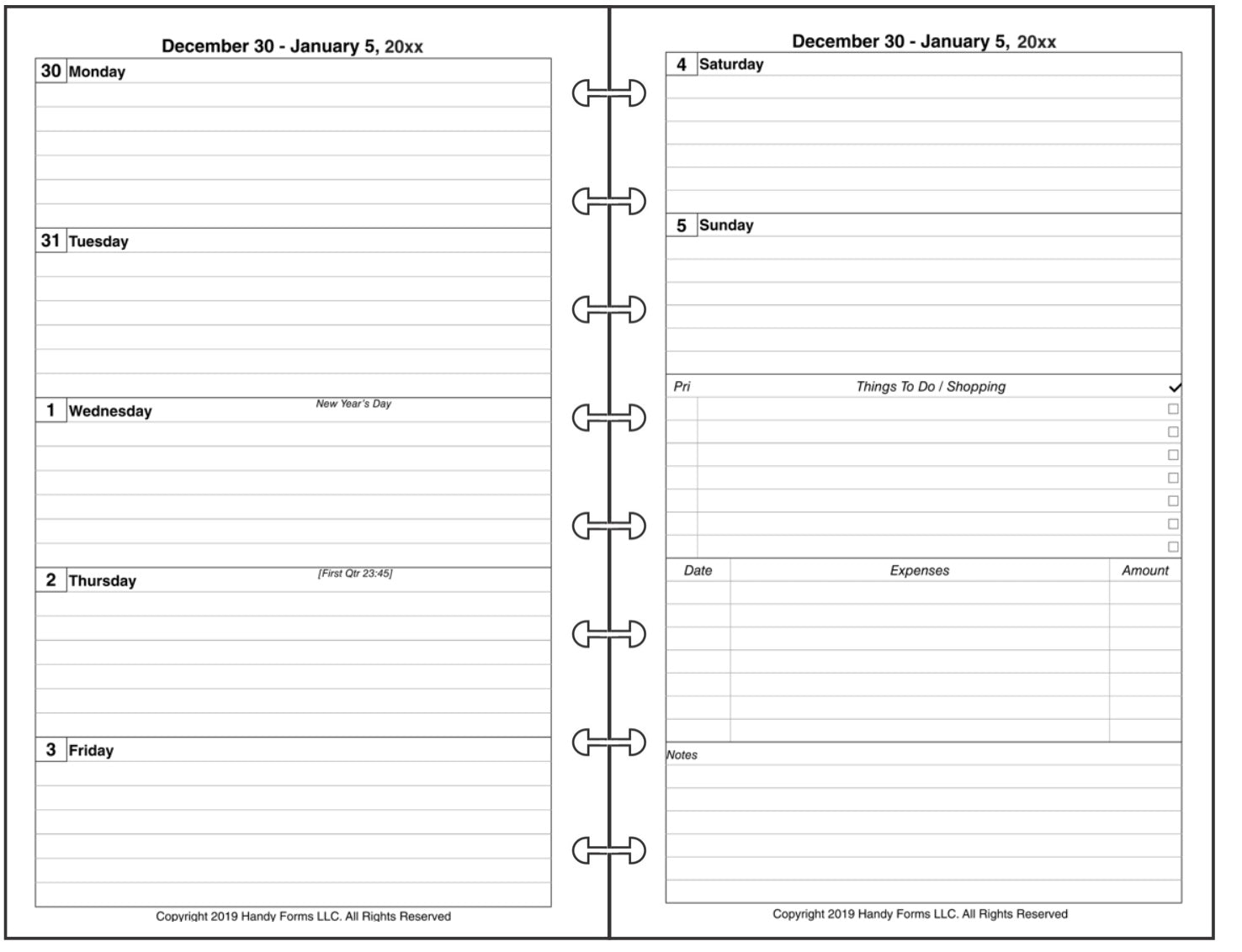 Junior Weekly and Monthly Planner, 2 Pages Per Week, 2 Pages Per Month, Style C