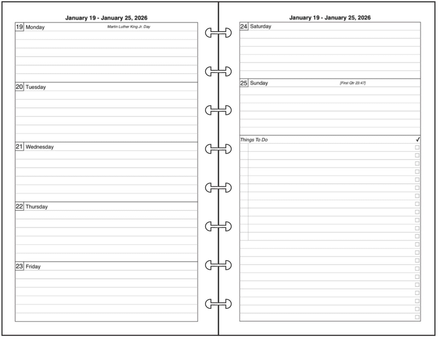 Junior Weekly and Monthly Planner, 2 Pages Per Week, 2 Pages Per Month, Style D