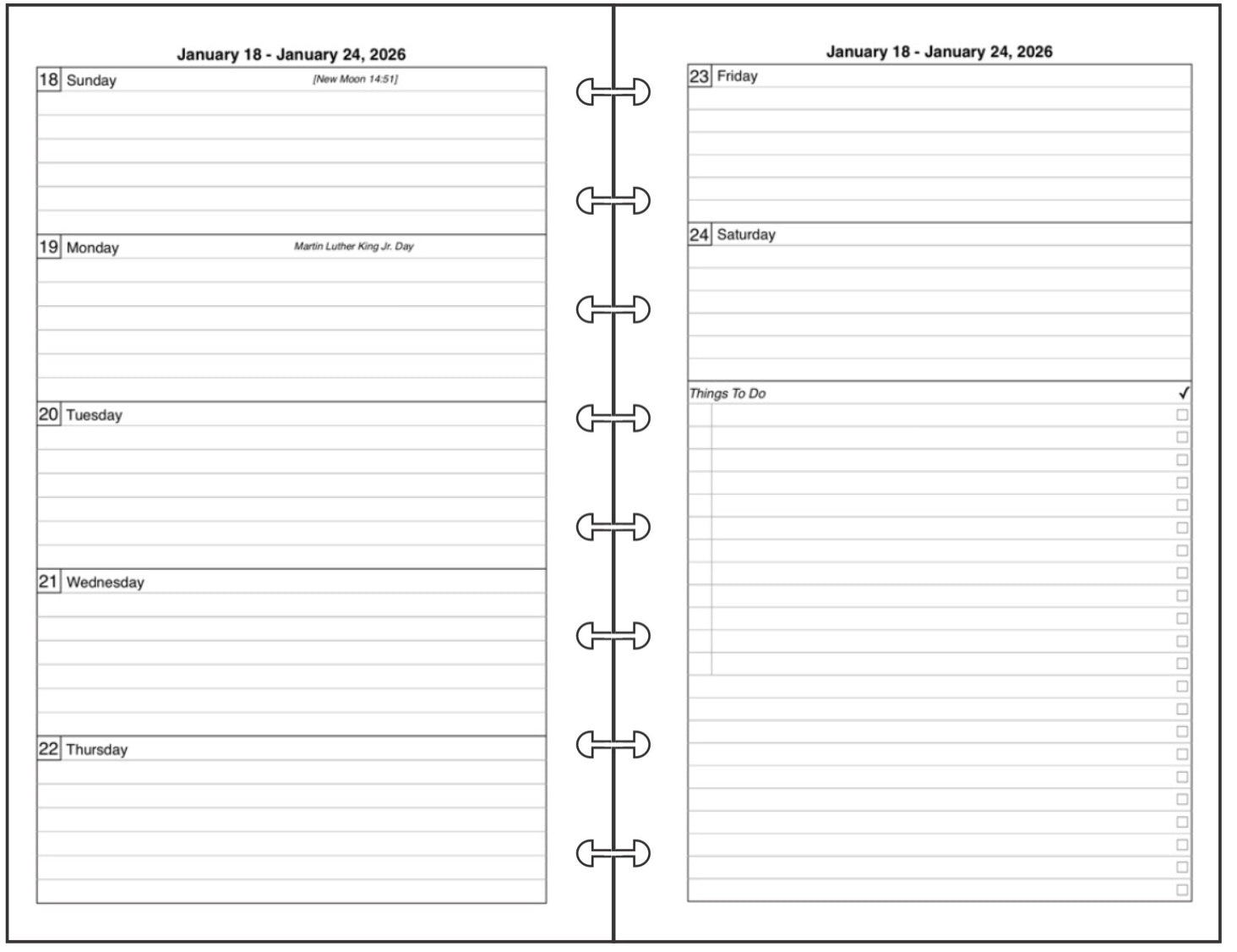 Junior Weekly and Monthly Planner, 2 Pages Per Week, 2 Pages Per Month, Style D