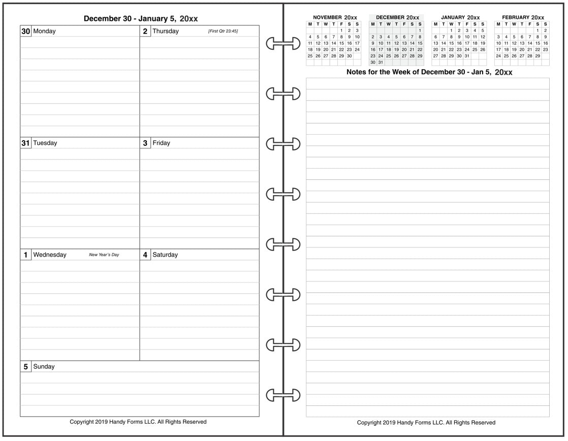 Junior Weekly and Monthly Planner, 2 Pages Per Week, 2 Pages Per Month, Style F