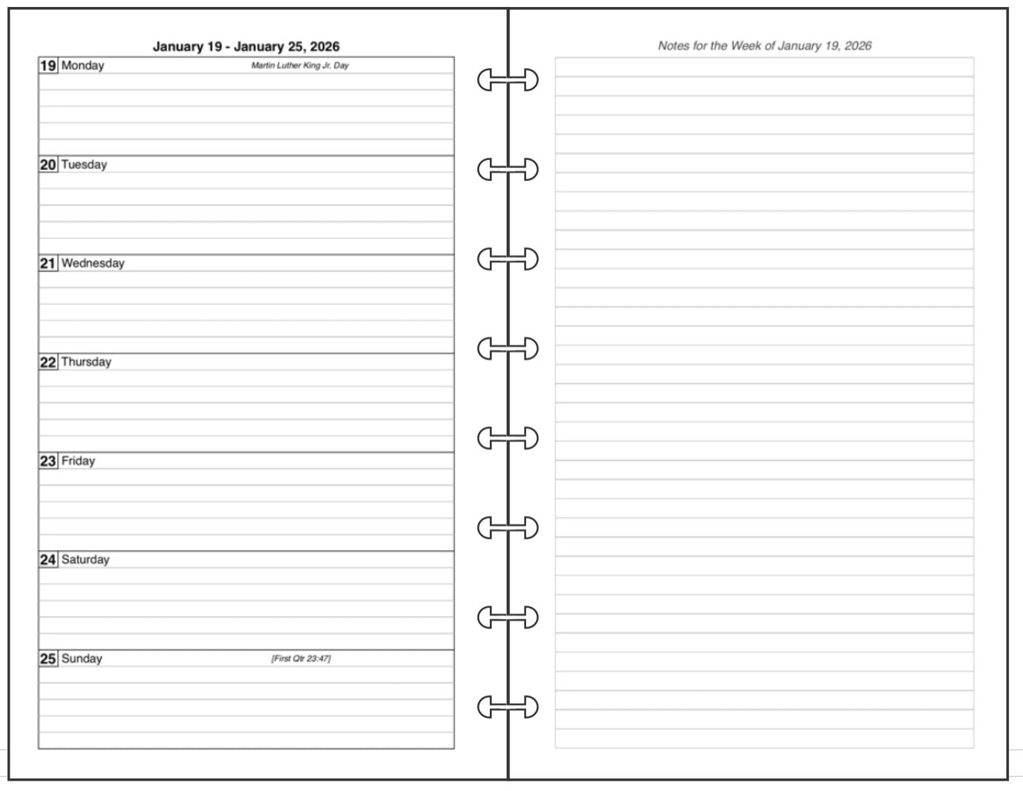Junior Weekly and Monthly Planner, 2 Pages Per Week, 2 Pages Per Month, Style G