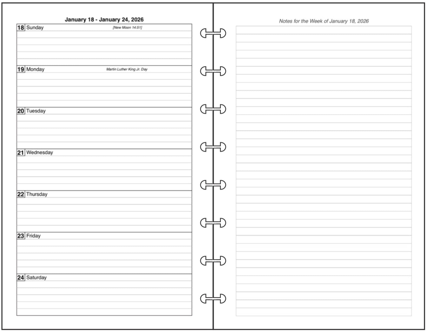 Junior Weekly and Monthly Planner, 2 Pages Per Week, 2 Pages Per Month, Style G