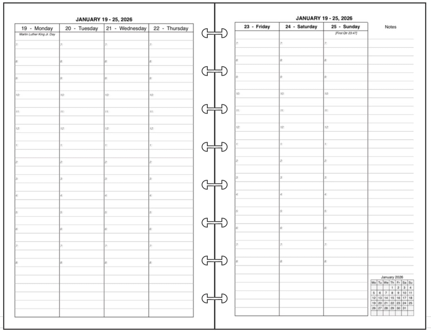 Junior Weekly and Monthly Planner, 2 Pages Per Week, 2 Pages Per Month, Style V8
