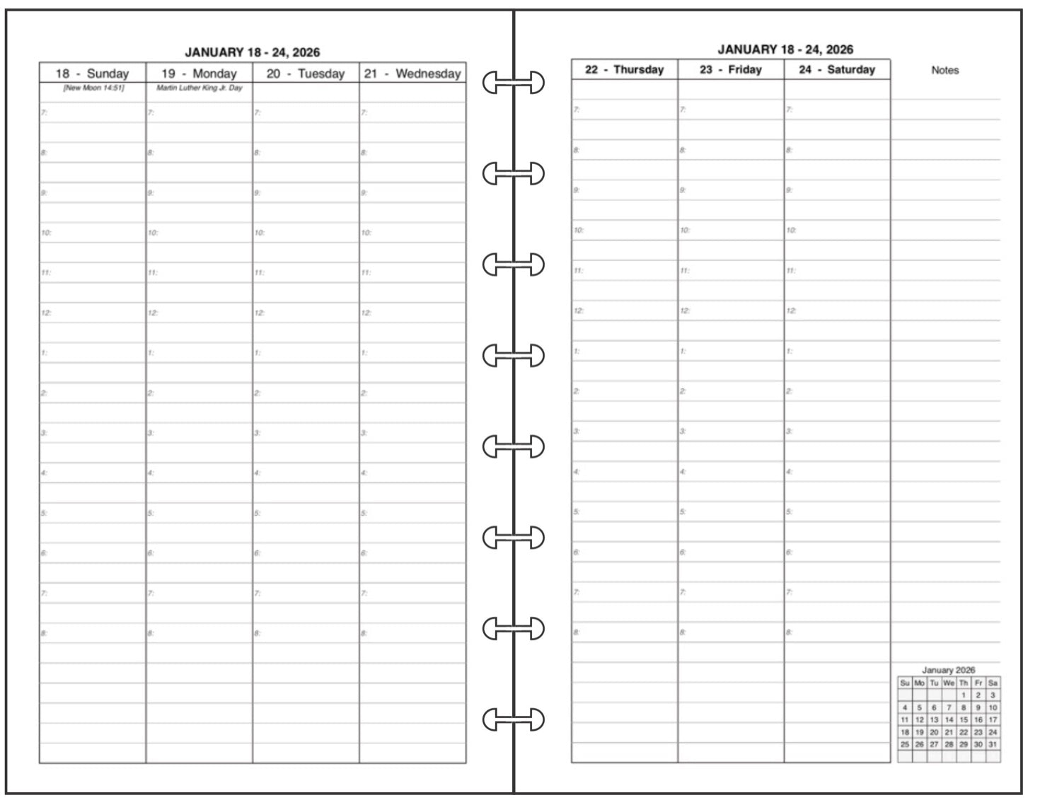 Junior Weekly and Monthly Planner, 2 Pages Per Week, 2 Pages Per Month, Style V8