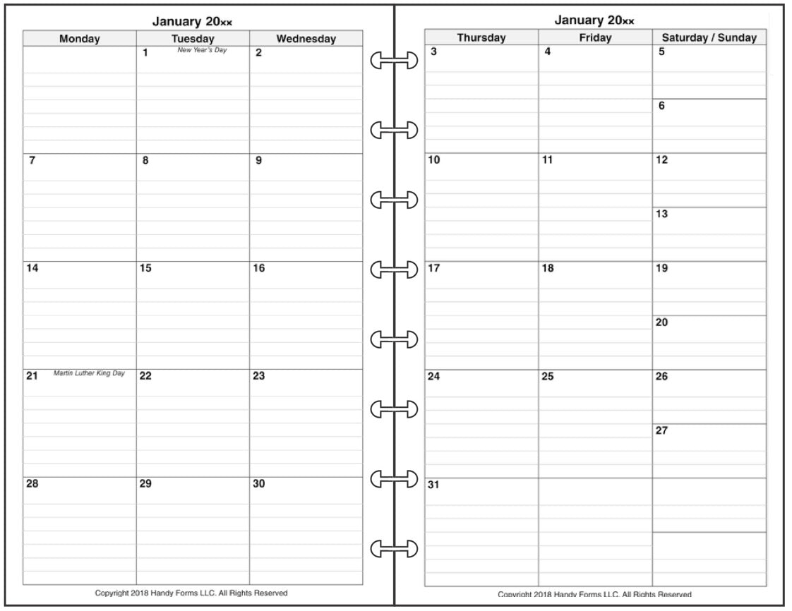 Junior Weekly and Monthly Planner, 2 Pages Per Week, 2 Pages Per Month, Style F
