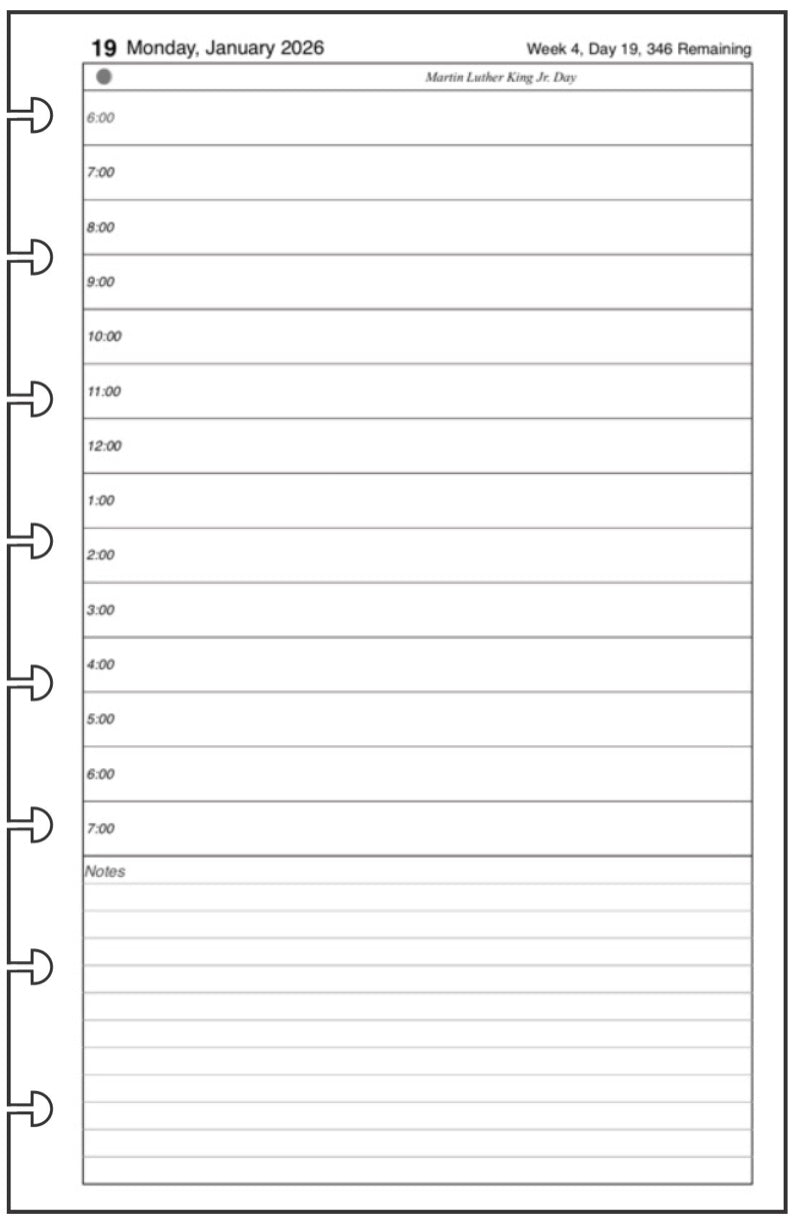 Levenger/Staples Junior size Daily and Monthly Planner, 1 Page Per Day, 2 Pages Per Month, No Lines, Style B