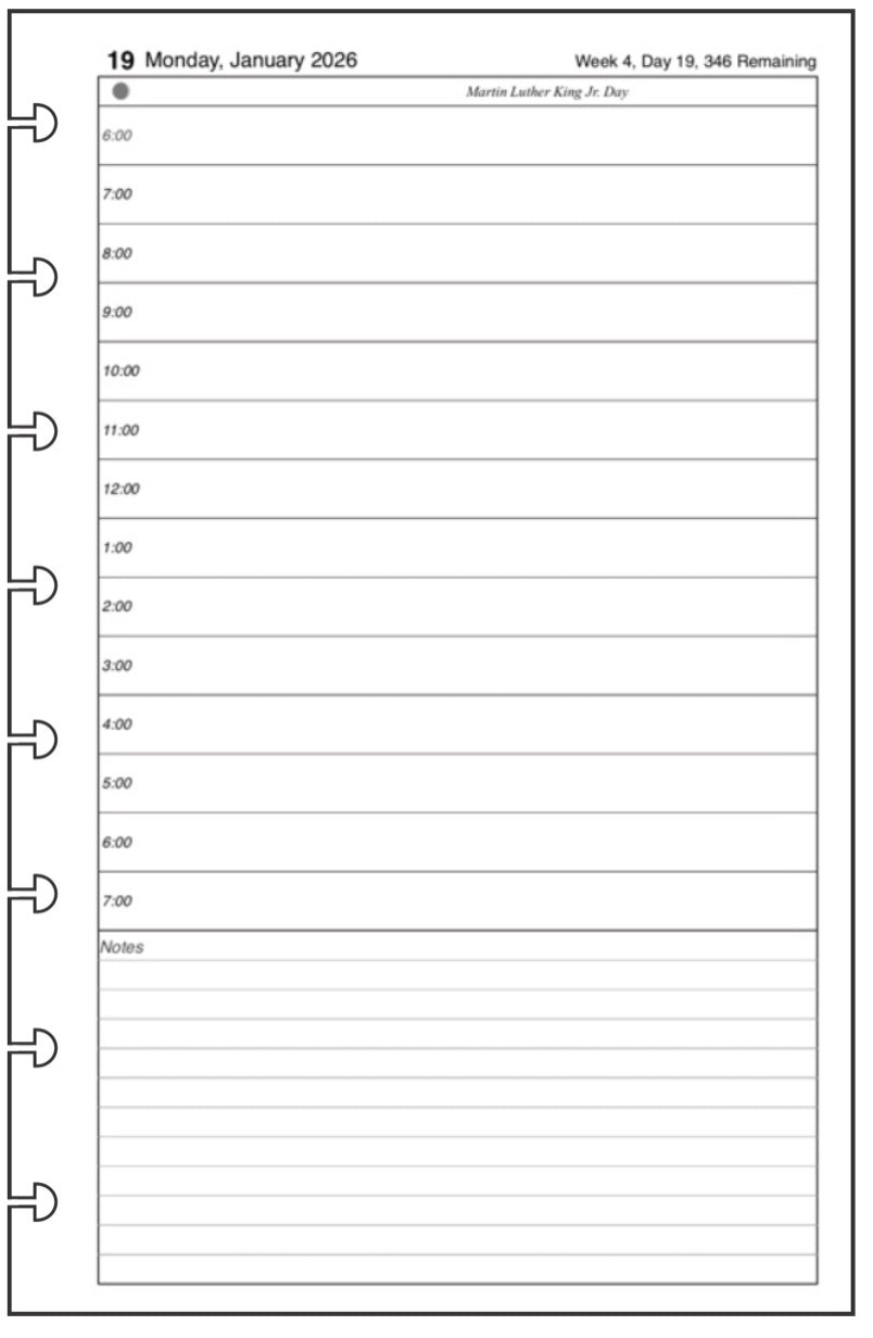 Junior Daily and Monthly Planner, 1 Page Per Day, 2 Pages Per Month, No Lines, Style B