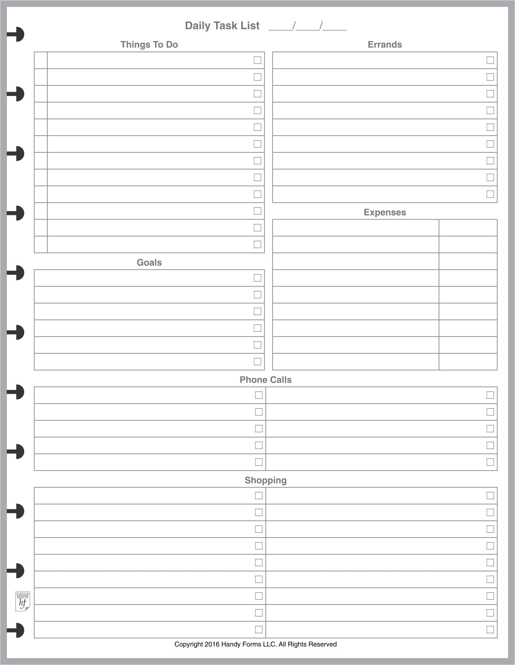 LVL Daily Task List