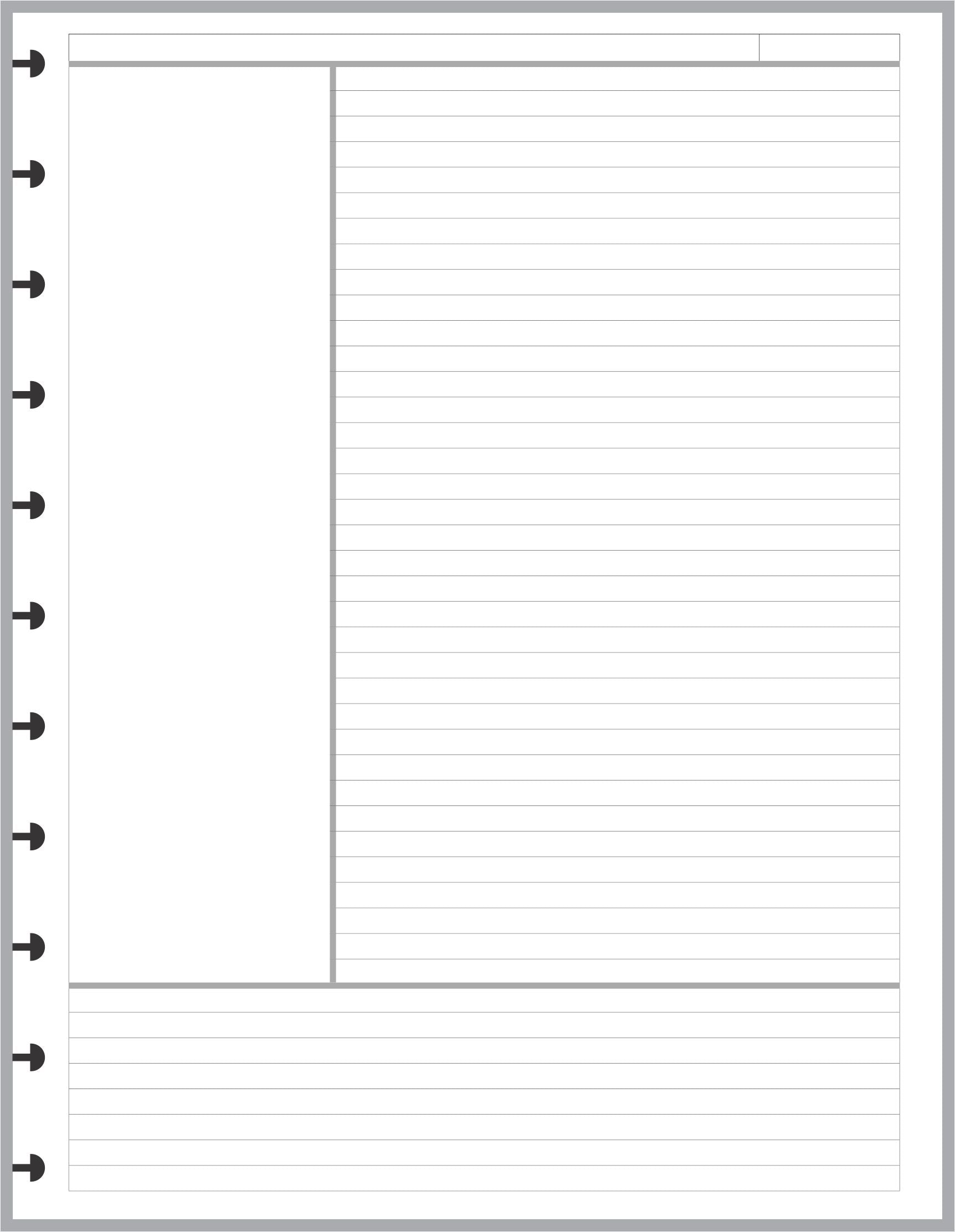 LVL Note Pages Designed for the Cornell Notetaking System