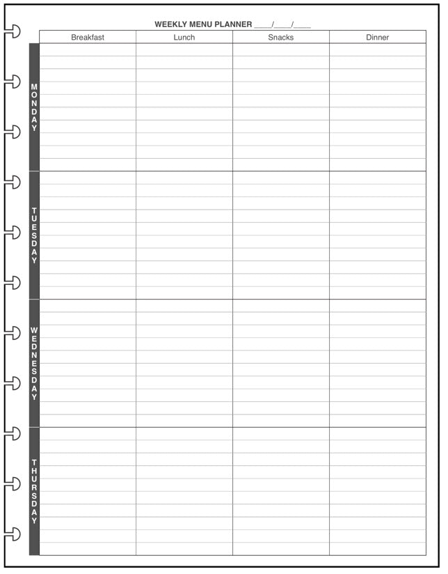 LVL Daily and Weekly Menu Planner