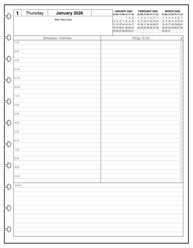 Levenger/Staples Letter size Daily and Monthly Planner, 1 Page Per Day, 2 Pages Per Month, With Lines, Style A
