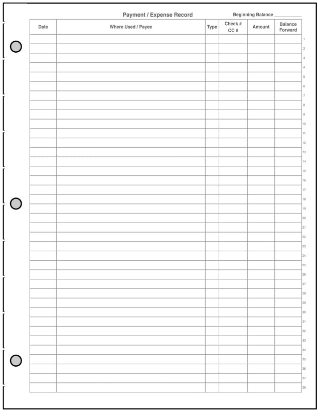 USL Payment / Expense Record and Check Register