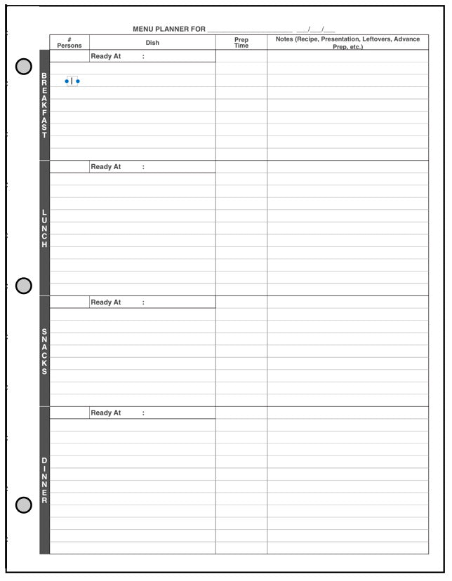 USL Daily and Weekly Menu Planner