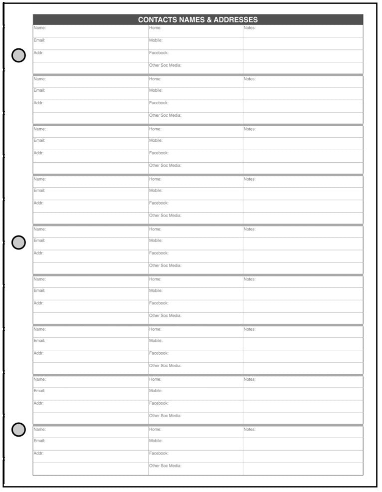 USL Name & Address Pages + Tab Index